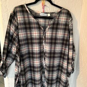 I.b. Diffusion Women's Checkered Blouse - Black, White, and Red comfy for winter